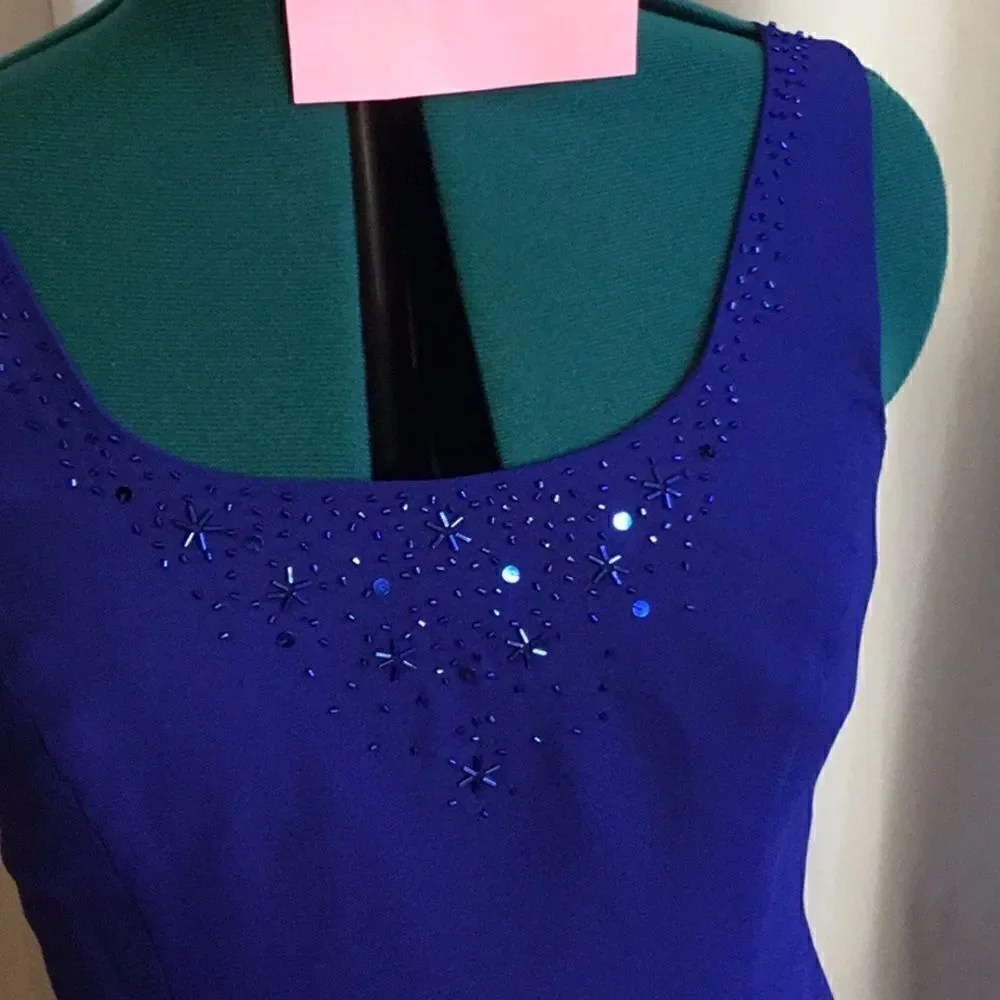 JR NITES a size 8 petite maxi dress with matching short beaded jacket